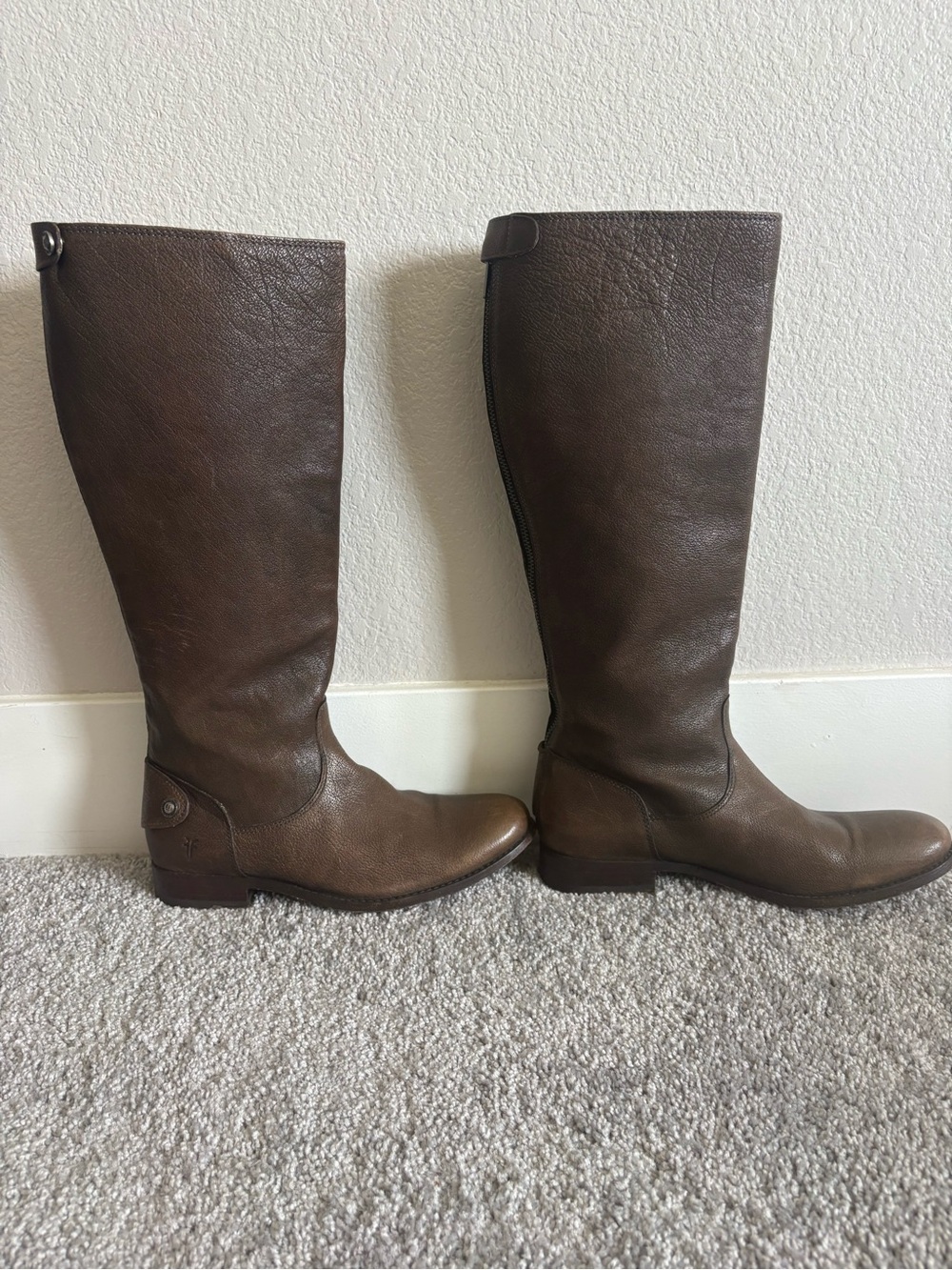 Frye Melissa  zip up Tall Brown Leather Boots size 8 - Picture 9 of 13